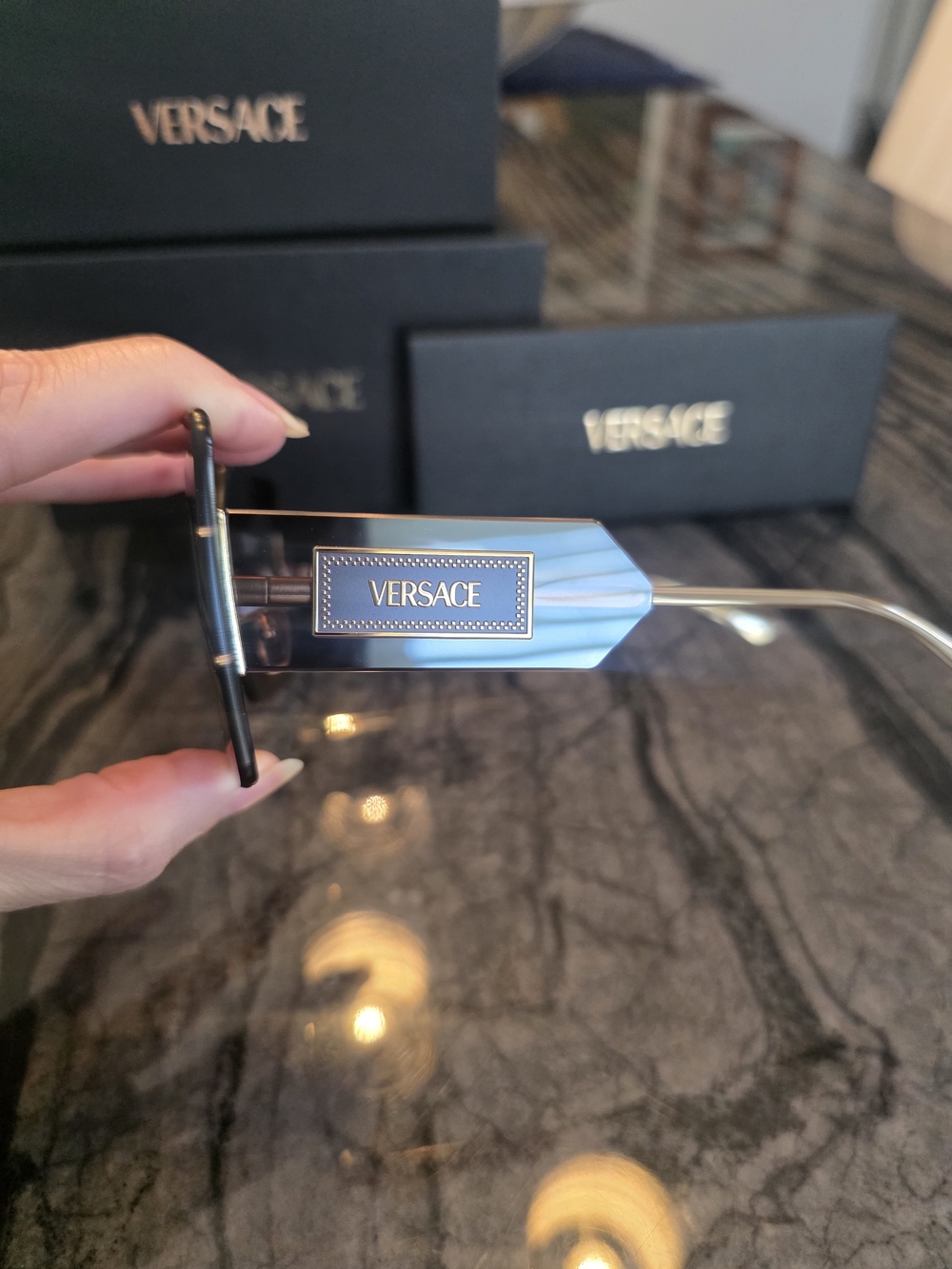 NWT Versace Women's Oversized Square Rimless Sunglasses